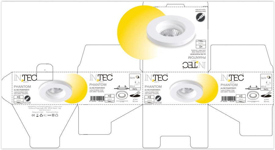 RECESSED SPOTLIGHT PHANTOM PLASTER WHITE D10 CM 1XGU10=4W