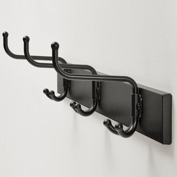PINNIG - Rack with 3 hooks, black - best price from Maltashopper.com 00329790
