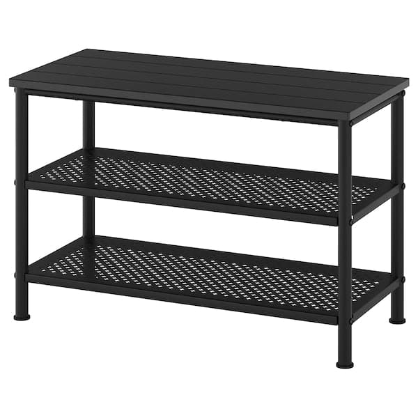 PINNIG - Bench with shoe storage, black, 79x35x52 cm - best price from Maltashopper.com 80329791