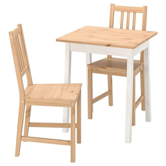 Ikea PINNTORP / PINNTORP - Table and 2 chairs, light brown stained white stained/light brown stained, 65 cm