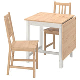 PINNTORP / PINNTORP table and 2 chairs, light brown stained white stained/light brown stained, 67/124 cm