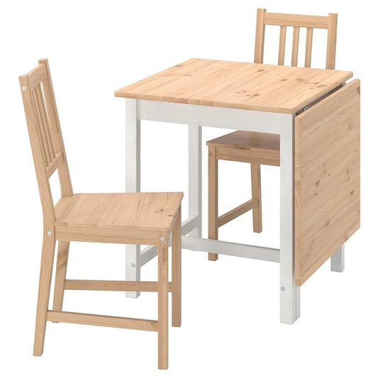 Ikea PINNTORP / PINNTORP - Table and 2 chairs, light brown stained white stained/light brown stained, 67/124 cm