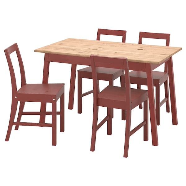 PINNTORP / PINNTORP - Table and 4 chairs, light brown stained red stained/red stained, 125 cm - best price from Maltashopper.com 19484451