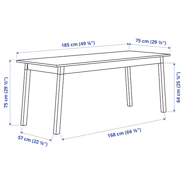 Ikea PINNTORP / PINNTORP - Table and 6 chairs, stained light brown/white stain,185 cm