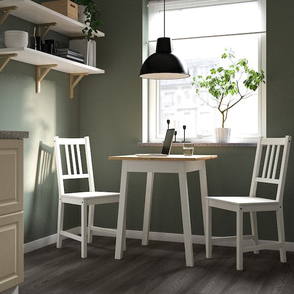 PINNTORP / STEFAN - Table and 2 chairs, light brown stained white stained/white, 65 cm - best price from Maltashopper.com 69554998