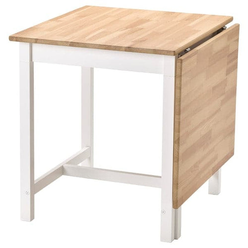 PINNTORP - Gateleg table, light brown stained/white stained , 67/124x75 cm