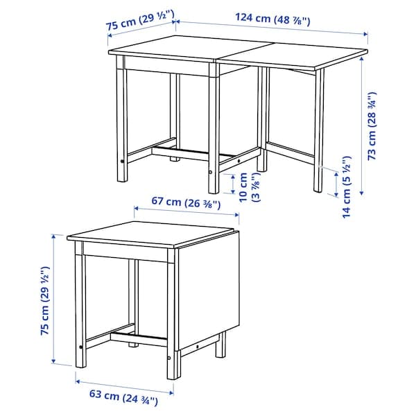 PINNTORP - Gateleg table, light brown stained/white stained, 67/124x75 cm - best price from Maltashopper.com 70529465