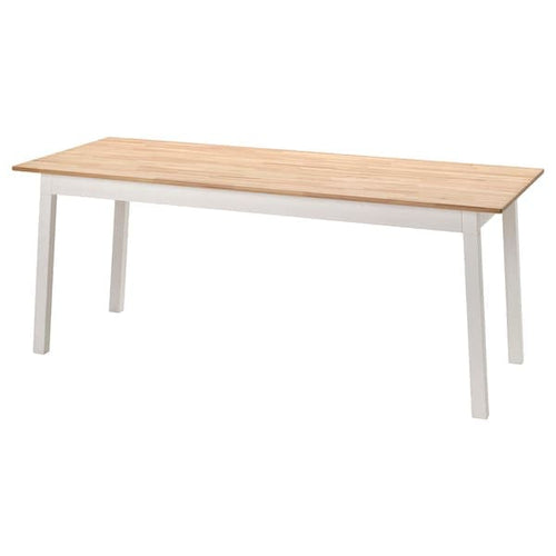 PINNTORP table, light brown stained/white stained, 185x75 cm