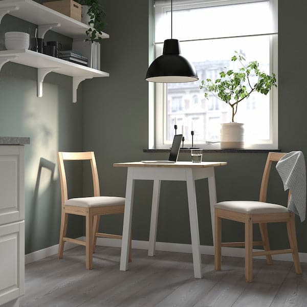 PINNTORP - Table, light brown stained/white stained, 65x65 cm - best price from Maltashopper.com 50529466