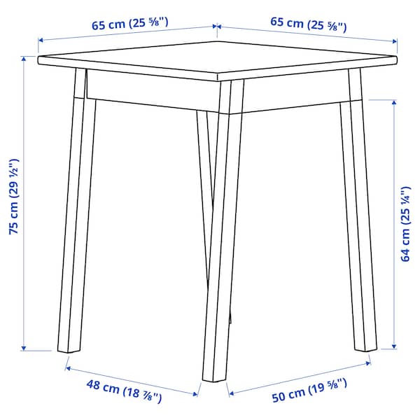PINNTORP - Table, light brown stained/white stained, 65x65 cm - best price from Maltashopper.com 50529466
