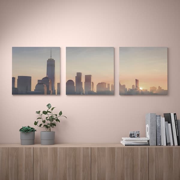 PJÄTTERYD Canvas, Sunrise in the city, 56x56 cm , 56x56 cm - best price from Maltashopper.com 70519471