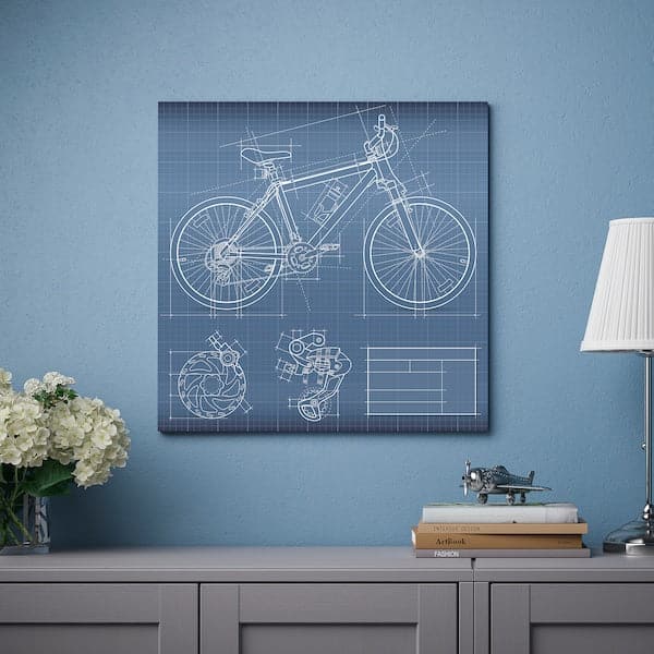 Ikea PJÄTTERYD - Picture, Bicycle blueprint, 56x56 cm