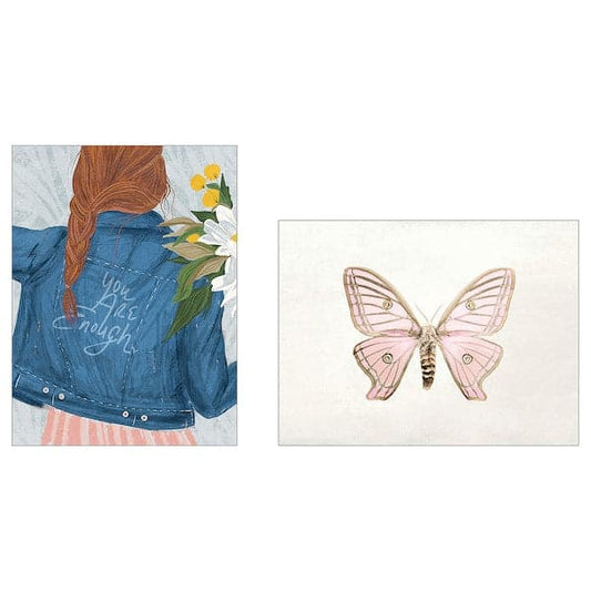 Ikea PJÄTTERYD - Picture, set of 2, girl with a braid, 40x50 cm