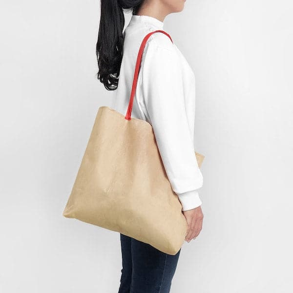 Ikea PLANTERING - Carrier bag, light brown/red, , 45x36 cm