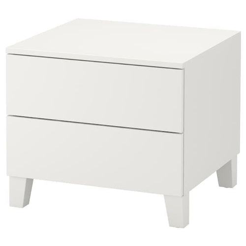 PLATSA - Chest of 2 drawers, white/Fonnes white, 60x57x53 cm