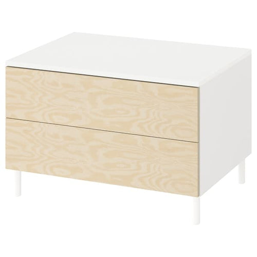 PLATSA - Chest of 2 drawers, white/Kalbåden lively pine effect, 80x57x53 cm