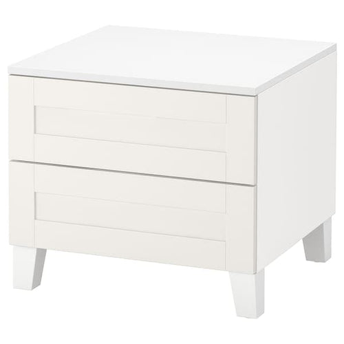 PLATSA - Chest of 2 drawers, white/Sannidal white, 60x57x53 cm