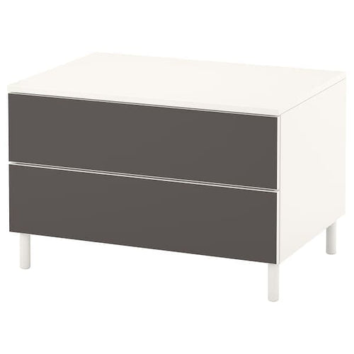 PLATSA - Chest of 2 drawers, white/Skatval dark grey, 80x57x53 cm