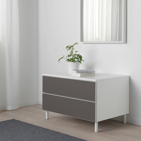 PLATSA - Chest of 2 drawers, white/Skatval dark grey, 80x57x53 cm - best price from Maltashopper.com 29277229