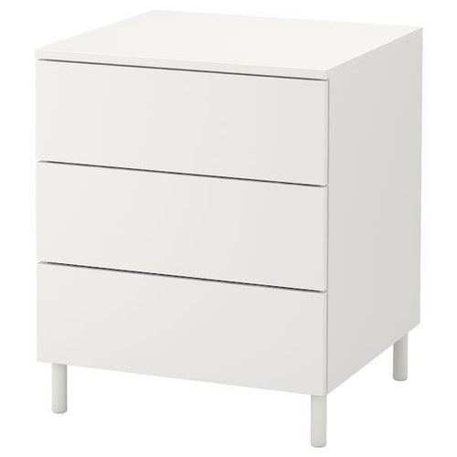 PLATSA - Chest of 3 drawers, white/Fonnes white, 60x57x73 cm