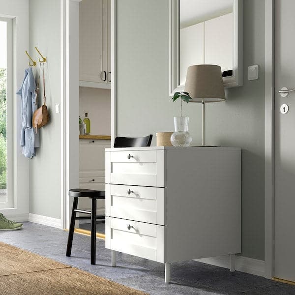 PLATSA - Chest of 3 drawers, white/Sannidal white, 60x57x73 cm - best price from Maltashopper.com 09487855