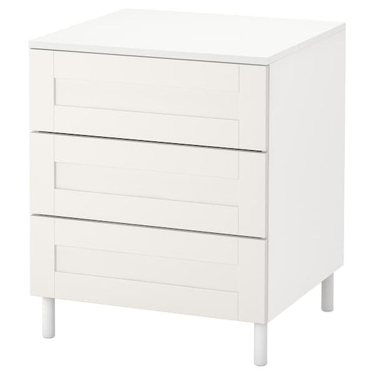 Ikea PLATSA - Chest of 3 drawers, white/Sannidal white, 60x57x73 cm