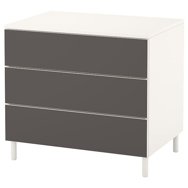 PLATSA - Chest of 3 drawers, white/Skatval dark grey, 80x57x73 cm - best price from Maltashopper.com 79277255
