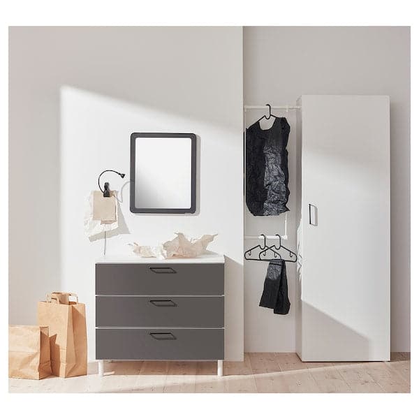 PLATSA - Chest of 3 drawers, white/Skatval dark grey, 80x57x73 cm - best price from Maltashopper.com 79277255