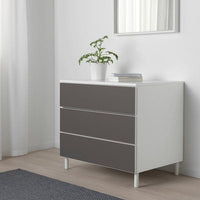PLATSA - Chest of 3 drawers, white/Skatval dark grey, 80x57x73 cm - best price from Maltashopper.com 79277255