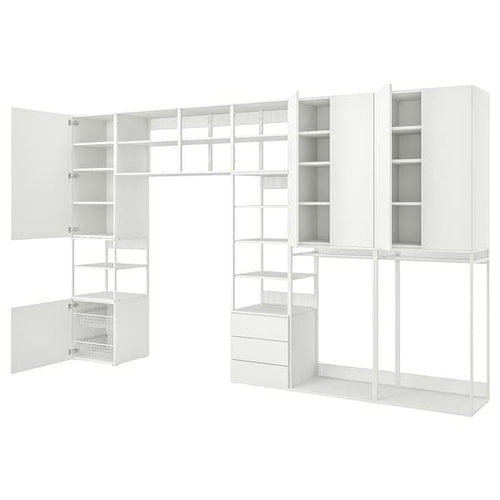 PLATSA - Storage comb w 6 doors+3 drawers, white/Fonnes white, 420x42x241 cm