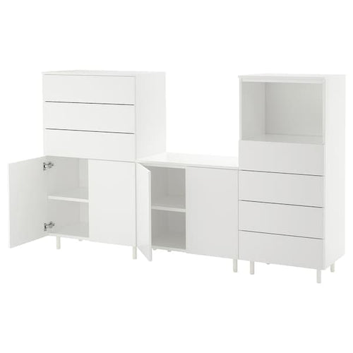 PLATSA - Storage combination, white/Fonnes white, 220x42x133 cm