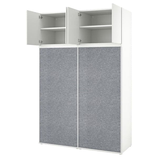 Ikea PLATSA - Wardrobe w 2 sliding doors+4 doors, white Larkollen/dark grey FONNES white, 160x57x241 cm