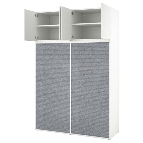 PLATSA - Wardrobe w 2 sliding doors+4 doors, white Larkollen/dark grey FONNES white, 160x57x241 cm