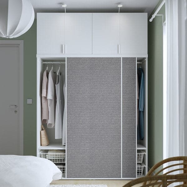 Ikea PLATSA - Wardrobe w 2 sliding doors+4 doors, white Larkollen/dark grey FONNES white, 160x57x241 cm