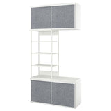 PLATSA open wardrobe with 4 sliding doors, white Larkollen/dark grey, 120x42x241 cm
