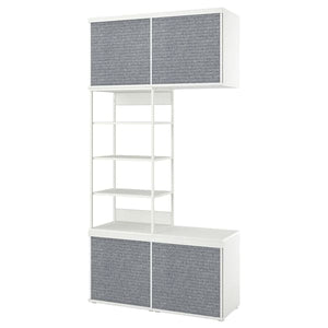 PLATSA - Open wardrobe with 4 sliding doors, white Larkollen/dark grey, 120x42x241 cm - best price from Maltashopper.com 29494181