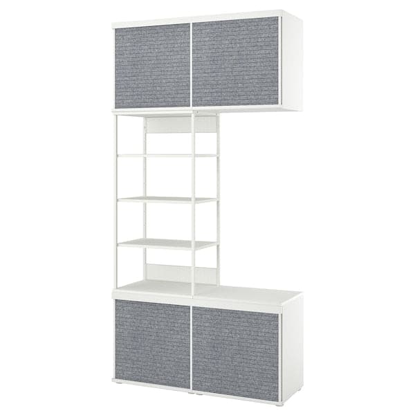 PLATSA - Open wardrobe with 4 sliding doors, white Larkollen/dark grey, 120x42x241 cm - best price from Maltashopper.com 29494181