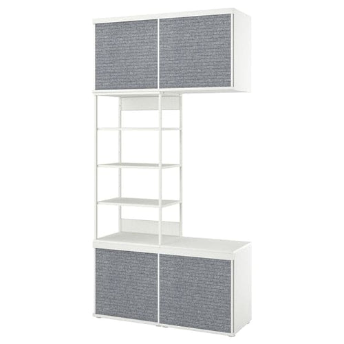 PLATSA - Open wardrobe with 4 sliding doors, white Larkollen/dark grey, 120x42x241 cm