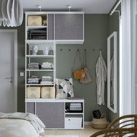 PLATSA - Open wardrobe with 4 sliding doors, white Larkollen/dark grey, 120x42x241 cm - best price from Maltashopper.com 29494181