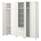PLATSA wardrobe with 10 doors + 3 drawers, white/SANNIDAL white, 220x57x231 cm