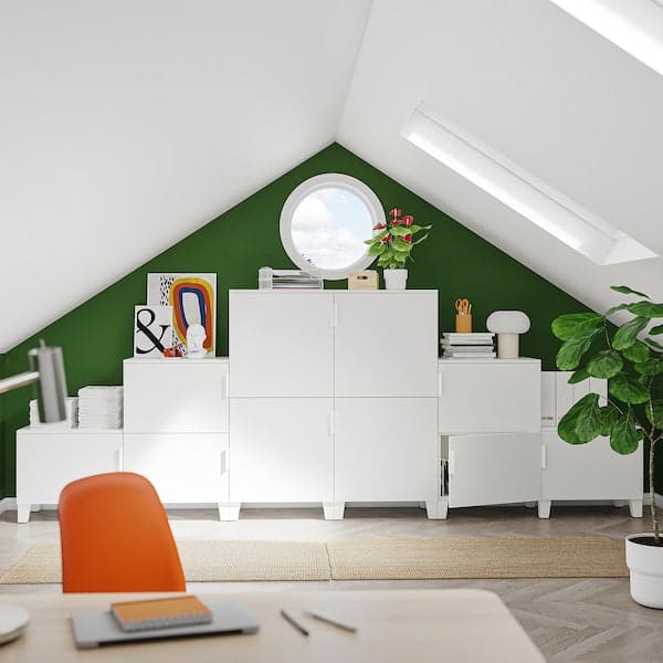 Ikea PLATSA - Wardrobe w 10 doors, white/Fonnes white, 360x42x133 cm