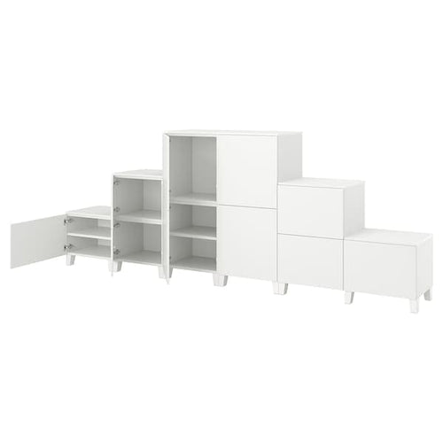 PLATSA - Wardrobe w 10 doors, white/Fonnes white, 360x42x133 cm
