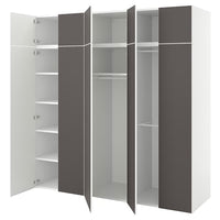 PLATSA - Wardrobe w 10 doors, white/Skatval dark grey, 220x57x221 cm - best price from Maltashopper.com 69425143