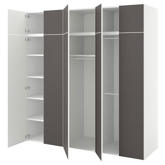 Ikea PLATSA - Wardrobe w 10 doors, white/Skatval dark grey, 220x57x221 cm