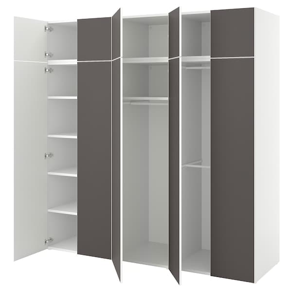 PLATSA - Wardrobe w 10 doors, white/Skatval dark grey, 220x57x221 cm