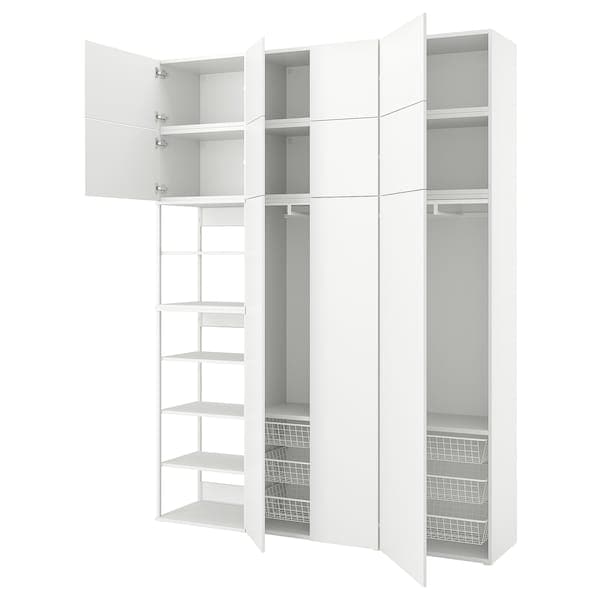 PLATSA - Wardrobe with 11 doors, white/FONNES white, 200x42x261 cm - best price from Maltashopper.com 49437415
