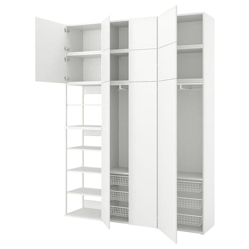 PLATSA - Wardrobe with 11 doors, white/FONNES white, 200x42x261 cm
