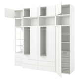 PLATSA wardrobe with 11 doors+9 drawers, white/FONNES white, 280x57x261 cm