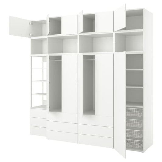 Ikea PLATSA - Wardrobe with 11 doors+9 drawers, white/FONNES white, 280x57x261 cm