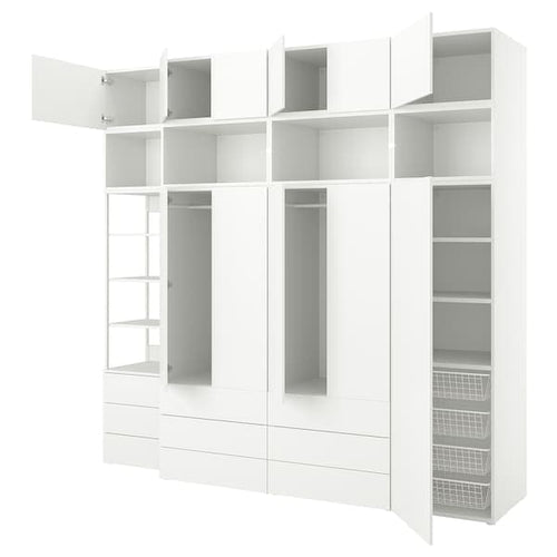 PLATSA - Wardrobe with 11 doors+9 drawers, white/FONNES white, 280x57x261 cm